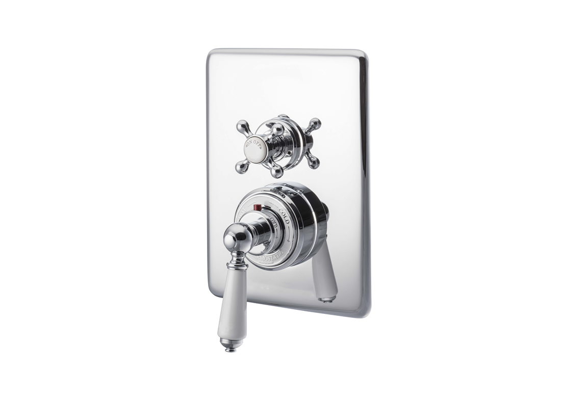 concealed thermostatic shower valve dual control single outlet chrome