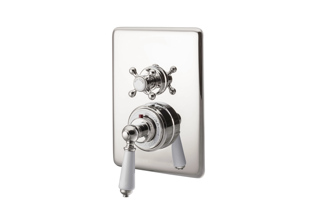 concealed thermostatic shower valve dual control single outlet nickel