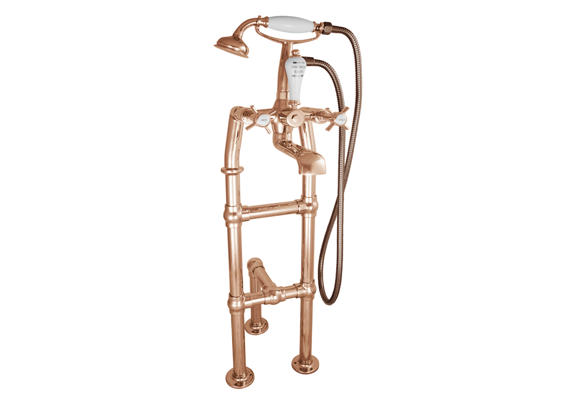 freestanding bath mixer taps copper with support 580mm